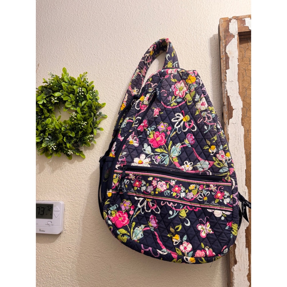Vera Bradley Floral Sling Backpack One Shoulder Crossbody Adjustable Strap